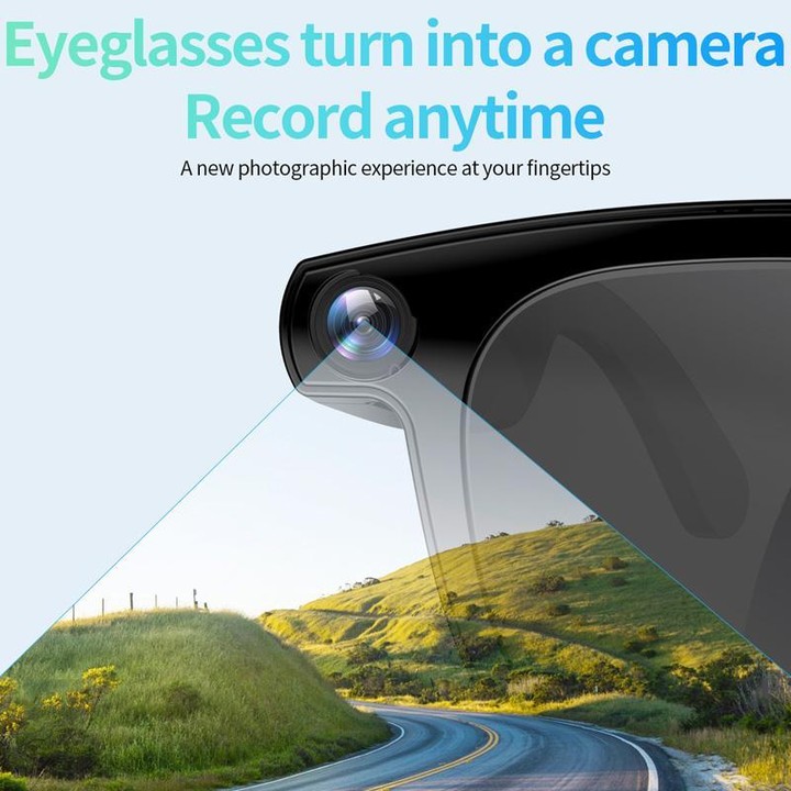 JS01 Pro Smart Glasses Support 12MP Camera, AI Translation, Human Detection, Video & Audio Recording(Graduated Red Lenses)