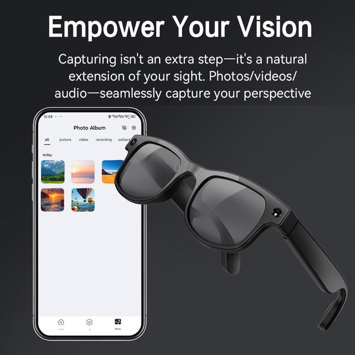 AIMB-G2 Smart Glasses Support 8MP Camera, AI Translation, Human Recognition & Audio Recording(Black)