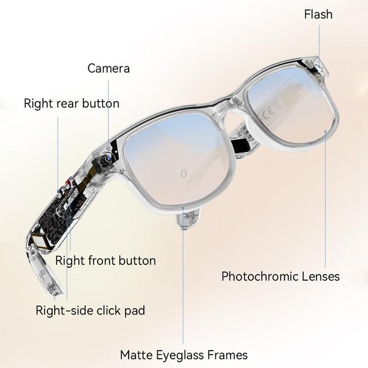 AIMB-G2 Smart Glasses Support 8MP Camera, AI Translation, Human Recognition & Audio Recording(Black)