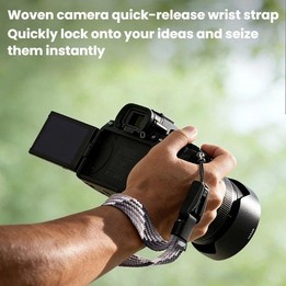 Cwatcun D268 Camera Wrist Strap Lightweight Quick-Release Braided Strap(Black)