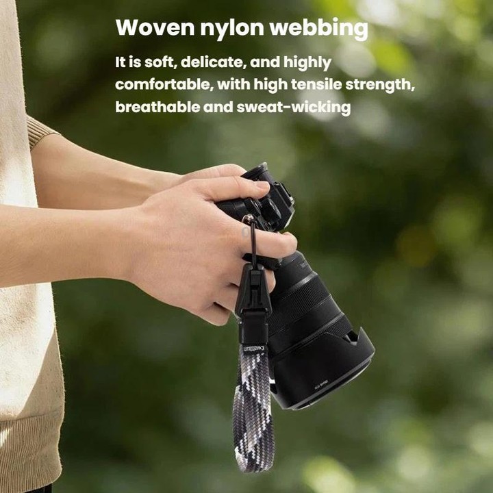 Cwatcun D268 Camera Wrist Strap Lightweight Quick-Release Braided Strap(Black)