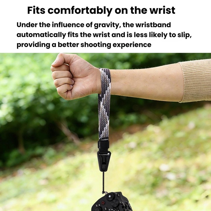 Cwatcun D268 Camera Wrist Strap Lightweight Quick-Release Braided Strap(Black)