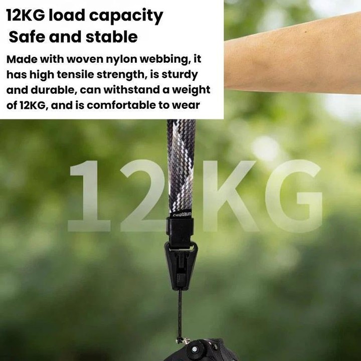 Cwatcun D268 Camera Wrist Strap Lightweight Quick-Release Braided Strap(Black)
