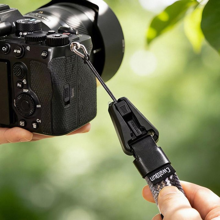 Cwatcun D268 Camera Wrist Strap Lightweight Quick-Release Braided Strap(Black)