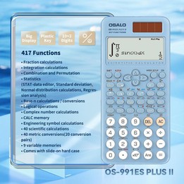 OSALO OS-991ES PLUS II Scientific Calculator With 417 Functions Solar Powered Large Display Desktop Calculator(Pink)