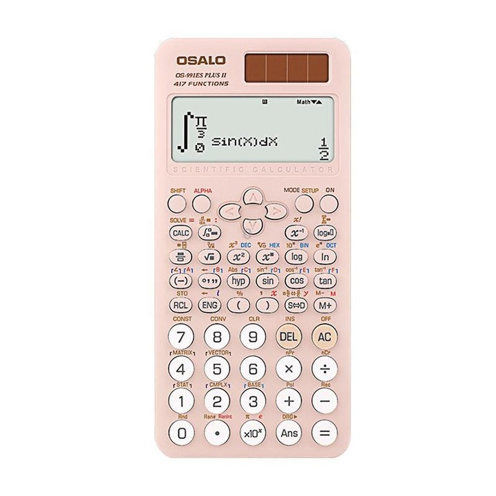 OSALO OS-991ES PLUS II Scientific Calculator With 417 Functions Solar Powered Large Display Desktop Calculator(Pink)