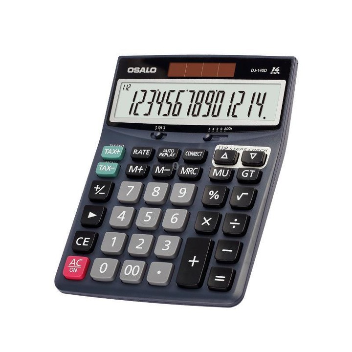 OSALO DJ-140D Check & Correction Calculator 14 Digits with 112-Step Review Solar Power for Office Accounting and Finance