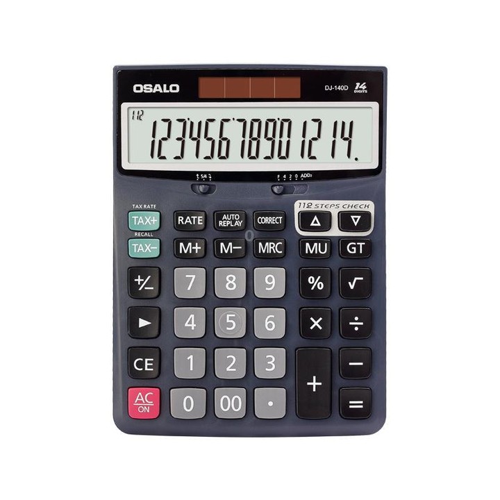 OSALO DJ-140D Check & Correction Calculator 14 Digits with 112-Step Review Solar Power for Office Accounting and Finance