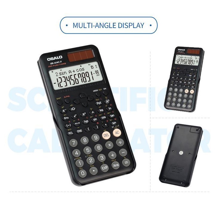 OSALO OS-82ES PLUS II 240-Function Scientific Calculator Solar Powered with 10+2 Digit Display(Black)