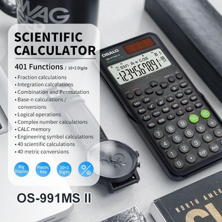 OSALO OS-82ES PLUS II 240-Function Scientific Calculator Solar Powered with 10+2 Digit Display(Black)