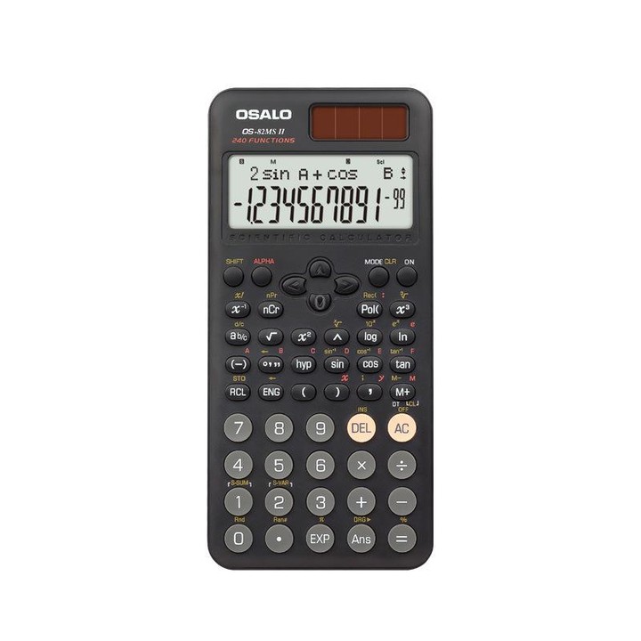 OSALO OS-82ES PLUS II 240-Function Scientific Calculator Solar Powered with 10+2 Digit Display(Black)