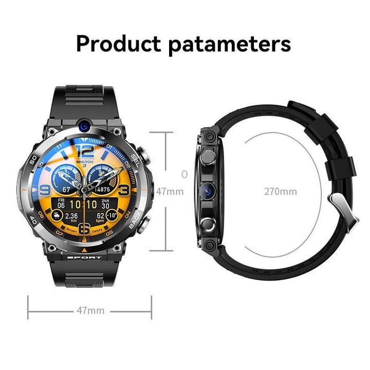 Eurasian African Versions APP Download Dual-Camera Video Calling Smartwatch(Black 2+16G)