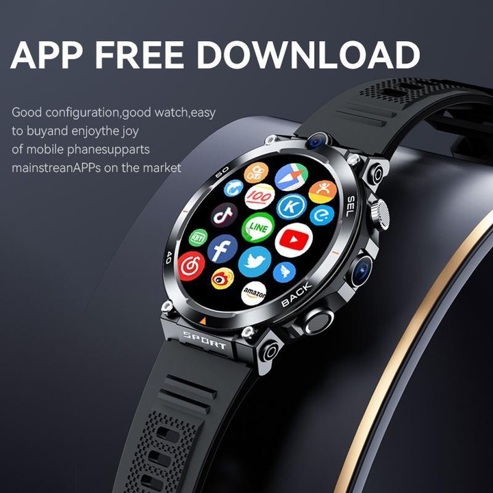 Eurasian African Versions APP Download Dual-Camera Video Calling Smartwatch(Black 2+16G)