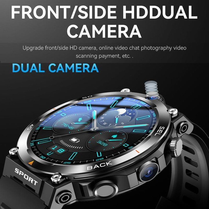Eurasian African Versions APP Download Dual-Camera Video Calling Smartwatch(Black 2+16G)