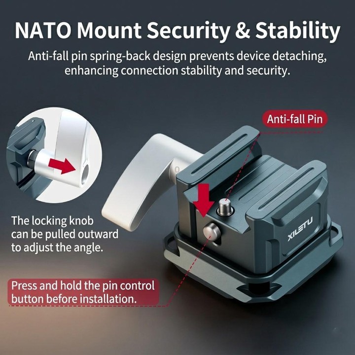 XILETU PC-38A NATO Rail Clamp For DJI RS Series Stabilizer Arca-Swiss Compatible QR Mount Adapter