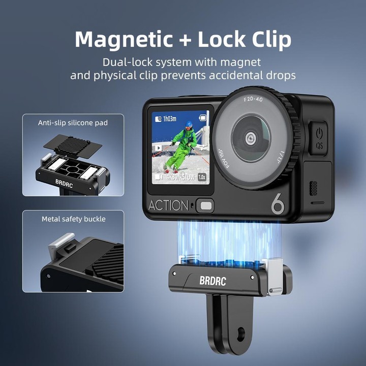 BRDRC For DJI Magnetic Quick-Release Base Two-Claw Stand Extension Accessory(For Osmo Action 6 / Nano)