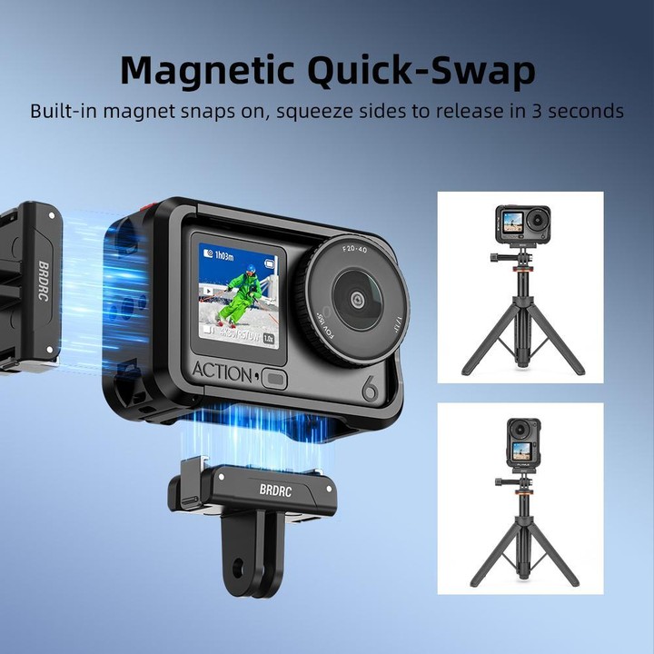 BRDRC For DJI Magnetic Quick-Release Base Two-Claw Stand Extension Accessory(For Osmo Action 3 / 4 / 5 Pro / Osmo 360)