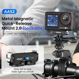 aMagisn Metal Magnetic Quick Release Mount 2.0 Lockable Adapter for DJI Osmo 360/ Action 5 Pro/4/3(Black)