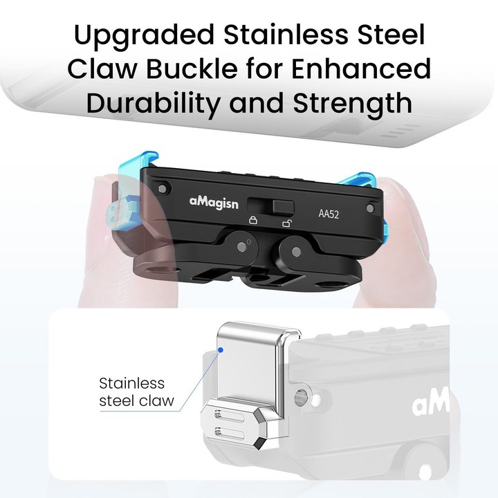 aMagisn Metal Magnetic Quick Release Mount 2.0 Lockable Adapter for DJI Osmo 360/ Action 5 Pro/4/3(Black)