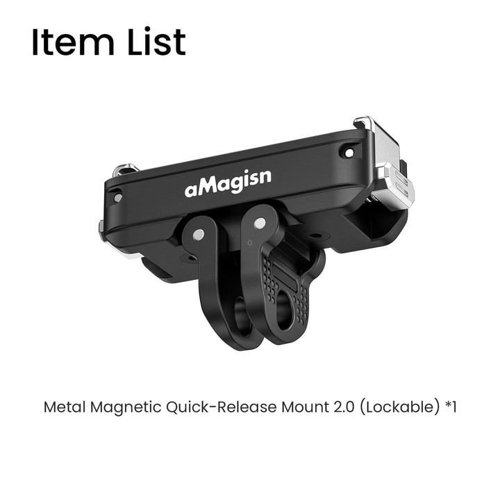 aMagisn Metal Magnetic Quick Release Mount 2.0 Lockable Adapter for DJI Osmo 360/ Action 5 Pro/4/3(Black)
