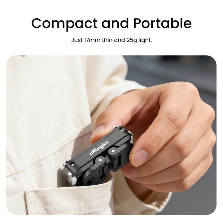 aMagisn Metal Magnetic Quick Release Mount 2.0 Lockable Adapter for DJI Osmo 360/ Action 5 Pro/4/3(Black)