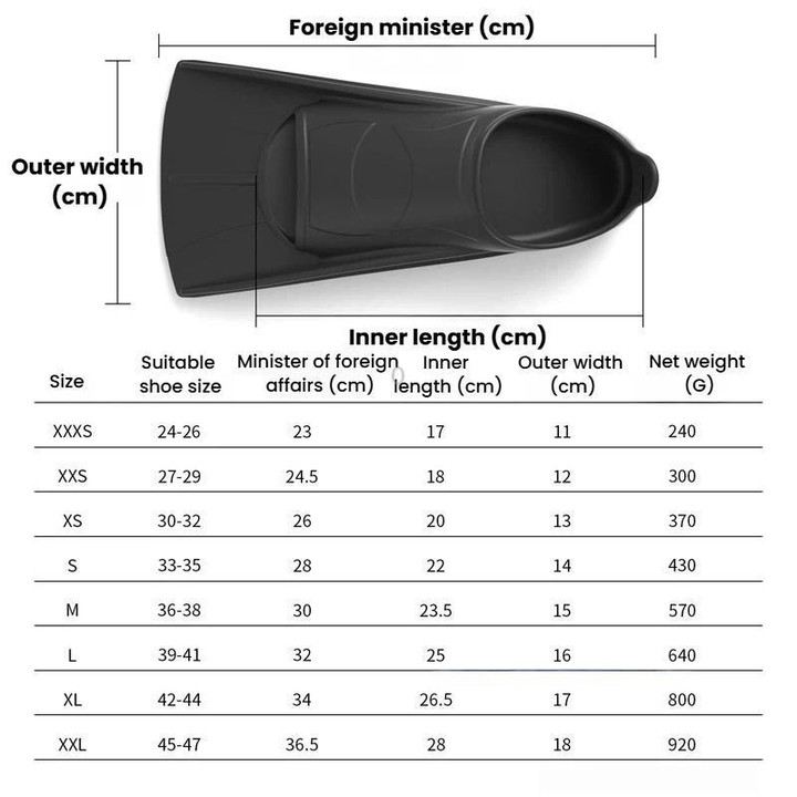 Swim & Dive Silicone Fins Long Flippers For Snorkeling & Water Sports, Size: 36-38(Black)