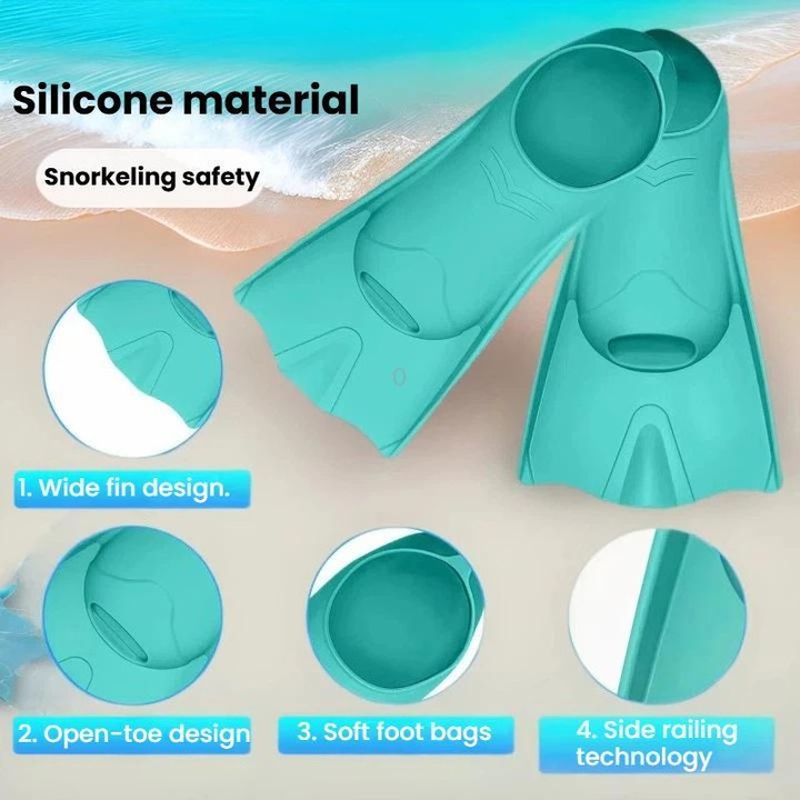 Swim & Dive Silicone Fins Long Flippers For Snorkeling & Water Sports, Size: 36-38(Black)