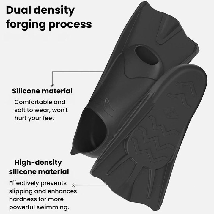 Swim & Dive Silicone Fins Long Flippers For Snorkeling & Water Sports, Size: 36-38(Black)