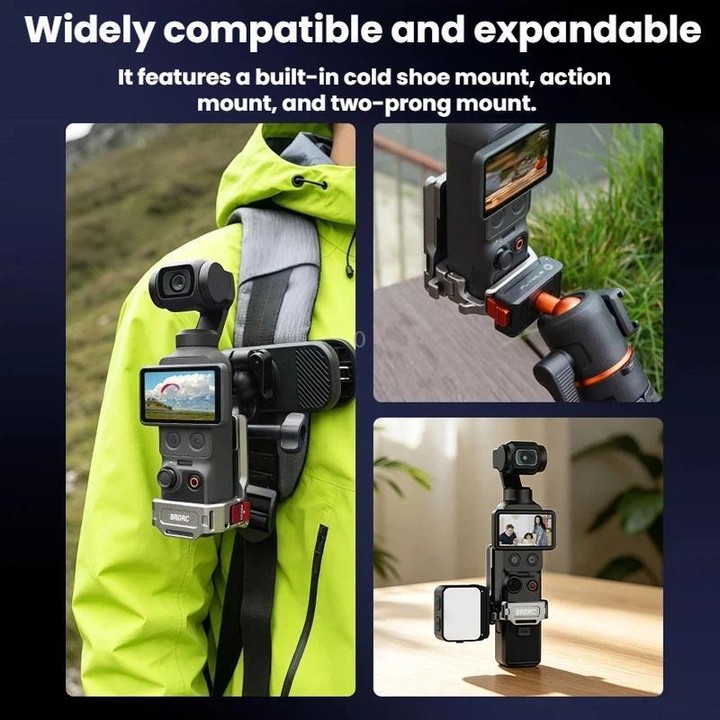 For DJI Osmo Pocket 3 / 4 BRDRC Multi-Functional Magnetic Base Adapter Frame Extension Stand(Titanium)