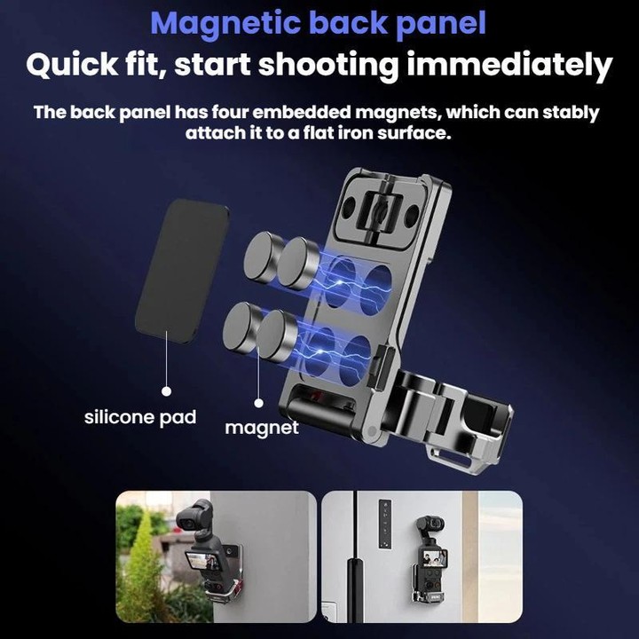 For DJI Osmo Pocket 3 / 4 BRDRC Multi-Functional Magnetic Base Adapter Frame Extension Stand(Titanium)