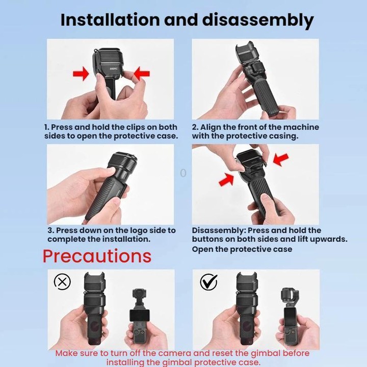 For DJI Osmo Pocket 4 BRDRC Display Lens Cover Gimbal Protective Case(Black)