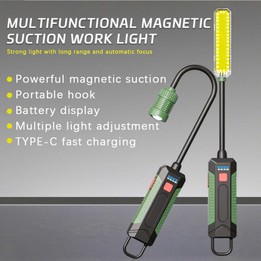 W07-B 360-Degree Bendable Hose Multifunctional Magnetic Light, COB LED Emergency Illumination Work Light For Outdoor & Car Repai