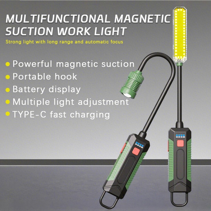 W07-B 360-Degree Bendable Hose Multifunctional Magnetic Light, COB LED Emergency Illumination Work Light For Outdoor & Car Repai