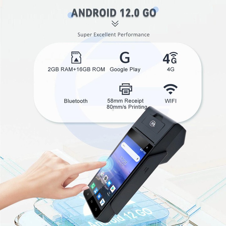 Z90F Supermarket Mobile Bill Payment POS Machine, Handheld Cash Register With Credit Card NFC Function EU Plug