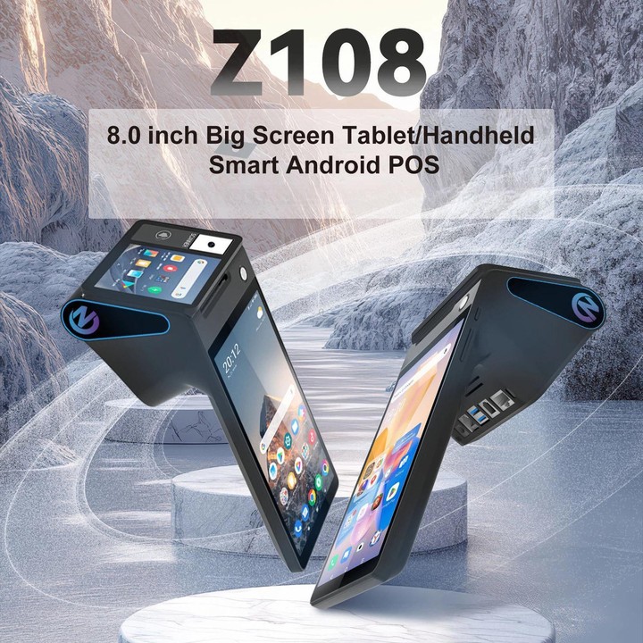 Z108 Android Handheld POS Cash Register, Dual-Screen Touch Scanning Payment Device For Supermarket & Restaurant 2.6 inch EU Plug