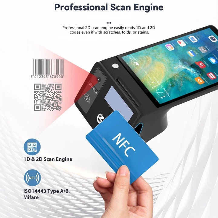 Z108 Android Handheld POS Cash Register, Dual-Screen Touch Scanning Payment Device For Supermarket & Restaurant 2.6 inch EU Plug