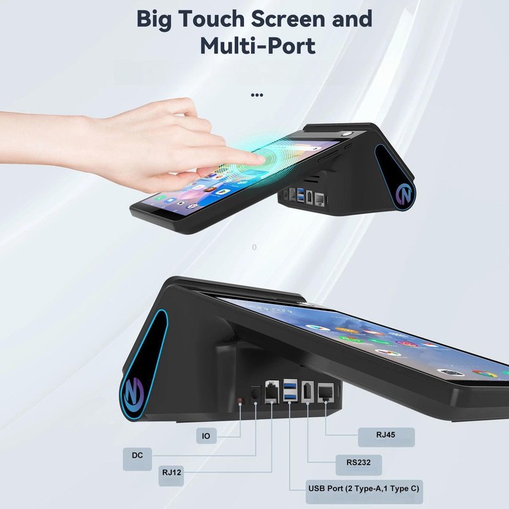 Z108 Android Handheld POS Cash Register, Dual-Screen Touch Scanning Payment Device For Supermarket & Restaurant 3.9 inch EU Plug