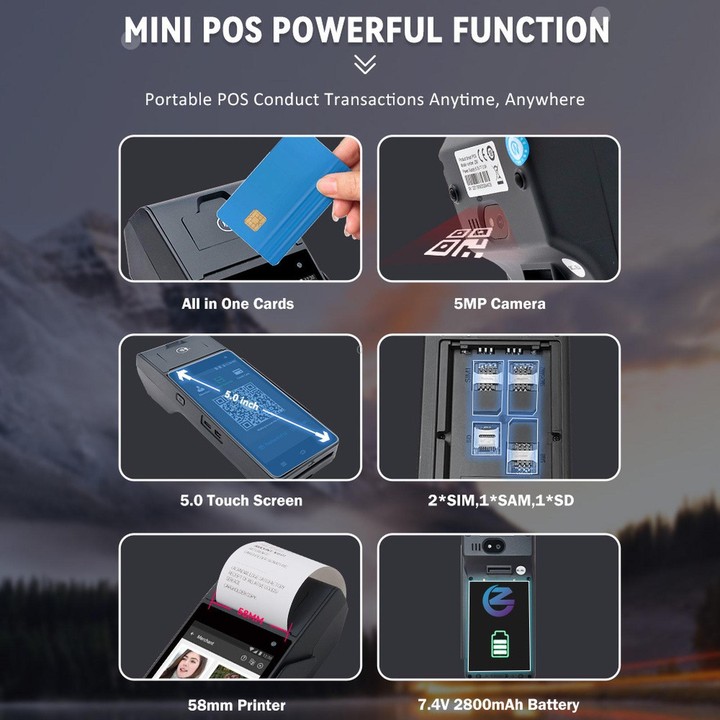 Z90N Supermarket Mobile Bill Payment POS Machine, Handheld Cash Register With Credit Card NFC Function EU Plug