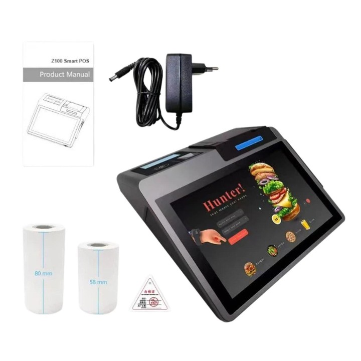 Z100 Dual-Screen Smart Cash Register With Printing All-In-One Machine, Android POS Terminal For Hotel, Restaurant, Supermarket E