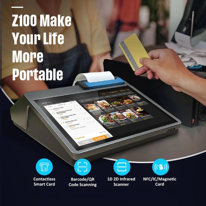 Z100 Dual-Screen Smart Cash Register With Printing All-In-One Machine, Android POS Terminal For Hotel, Restaurant, Supermarket E