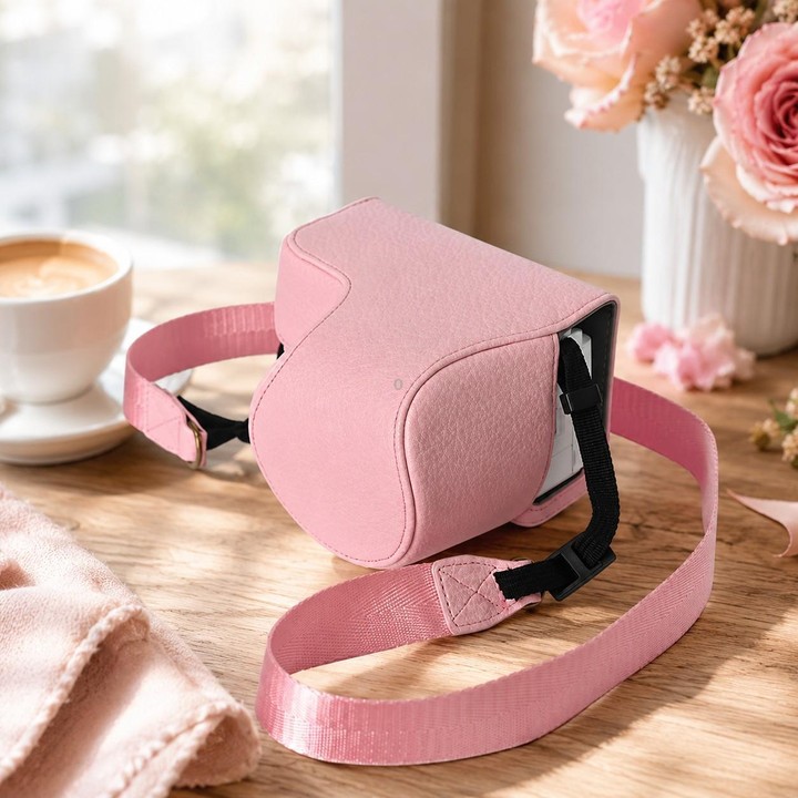 For Sony ZV-E10 II / ZV-E10M2 PU Leather Camera Case Bag Protective Half Body Cover With Shoulder Strap(Pink)