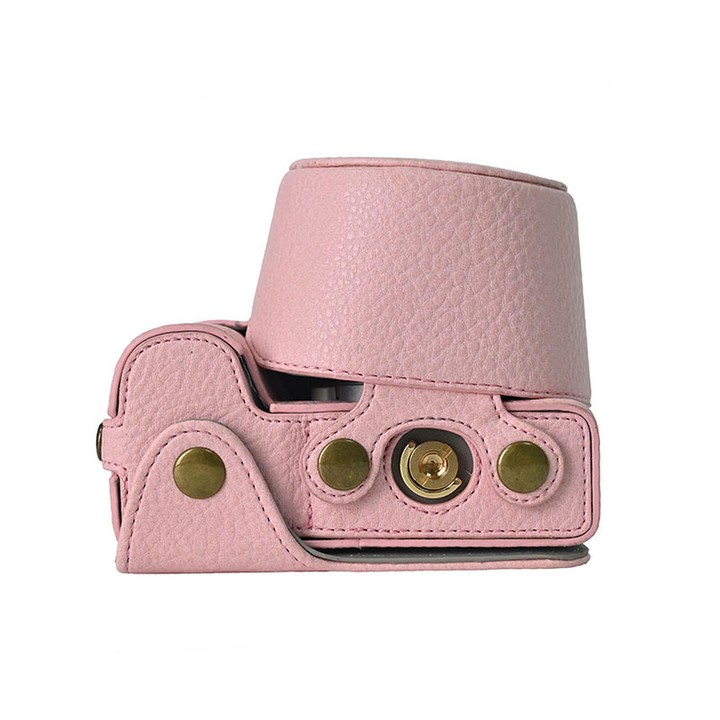 For Sony ZV-E10 II / ZV-E10M2 PU Leather Camera Case Bag Protective Half Body Cover With Shoulder Strap(Pink)