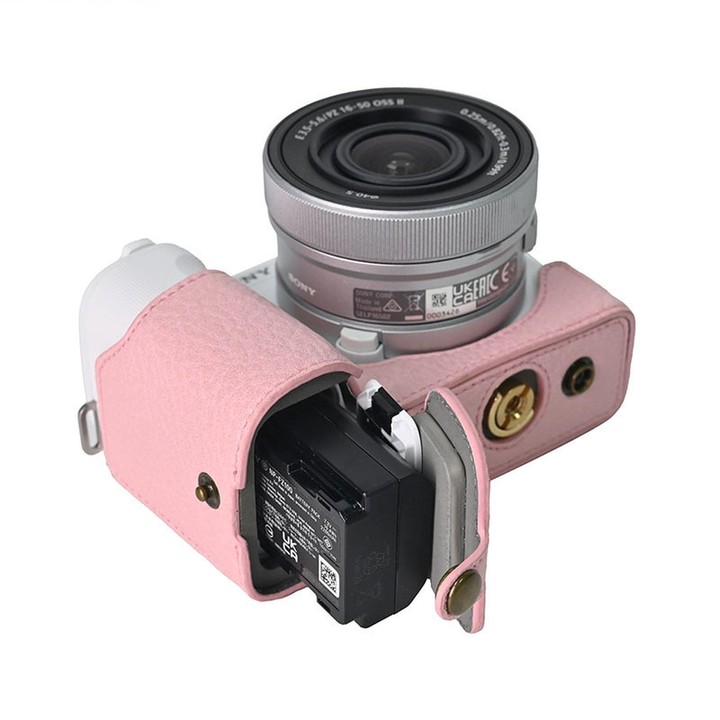 For Sony ZV-E10 II / ZV-E10M2 PU Leather Camera Case Bag Protective Half Body Cover With Shoulder Strap(Pink)