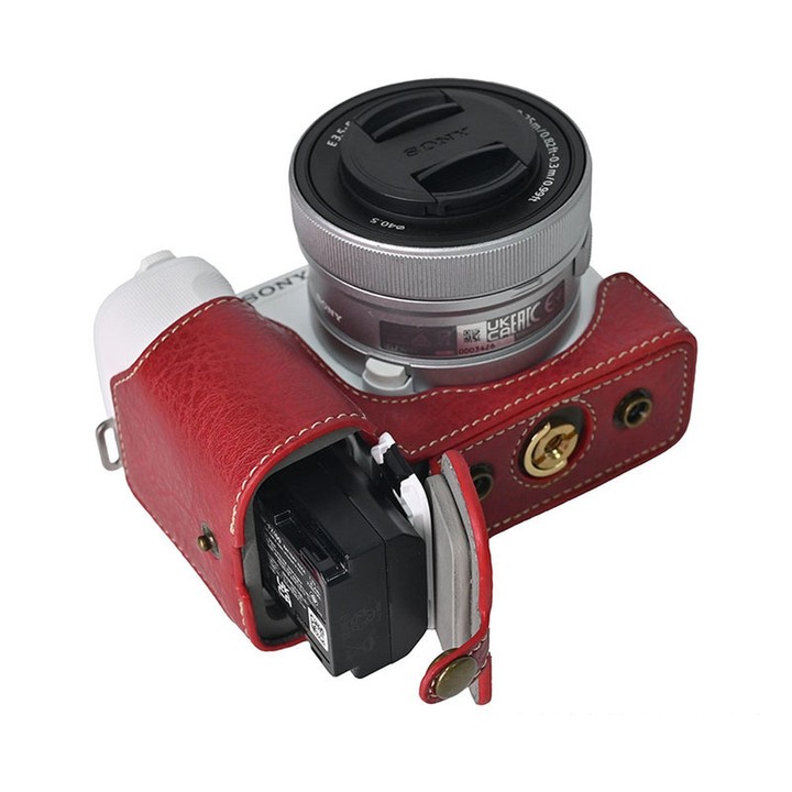 For Sony ZV-E10 II / ZV-E10M2 PU Leather Camera Case Bag Protective Half Body Cover With Shoulder Strap(Deep Red)