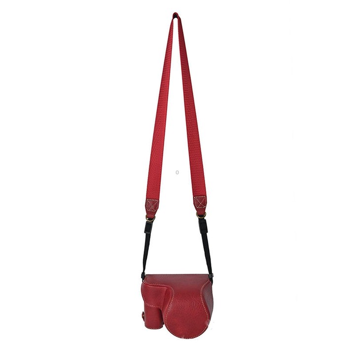 For Sony ZV-E10 II / ZV-E10M2 PU Leather Camera Case Bag Protective Half Body Cover With Shoulder Strap(Deep Red)