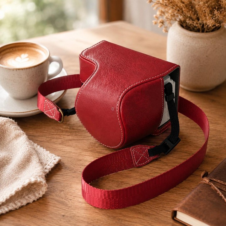 For Sony ZV-E10 II / ZV-E10M2 PU Leather Camera Case Bag Protective Half Body Cover With Shoulder Strap(Deep Red)
