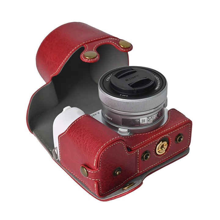 For Sony ZV-E10 II / ZV-E10M2 PU Leather Camera Case Bag Protective Half Body Cover With Shoulder Strap(Deep Red)
