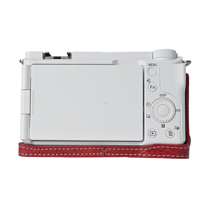 For Sony ZV-E10 II / ZV-E10M2 PU Leather Camera Case Bag Protective Half Body Cover With Shoulder Strap(Deep Red)