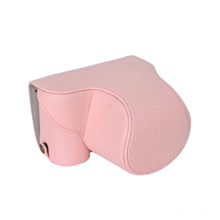 For Sony ZV-E10 Vintage PU Leather Camera Case Bag Retro Lychee Pattern Protective Cover with Shoulder Strap(Pink)
