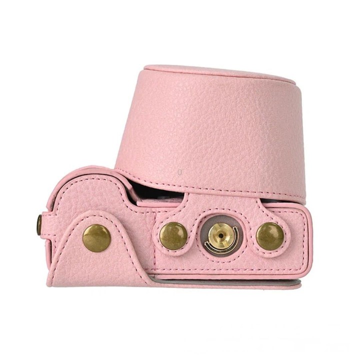 For Sony ZV-E10 Vintage PU Leather Camera Case Bag Retro Lychee Pattern Protective Cover with Shoulder Strap(Pink)